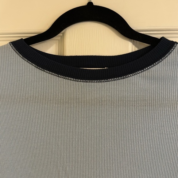 Treasure & Bond Blue Ribbed Stretch Ringer Tee - Picture 2 of 5